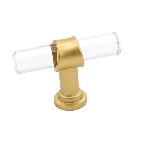 goldenwarm 10 Pack Brushed Brass Cabinet Knobs Acrylic Drawer Knobs - LS9165GD Acrylic Pull Handles for Kitchen Cabinets Dresser Cupboard Hardware Pulls Handles | Amazon (US)