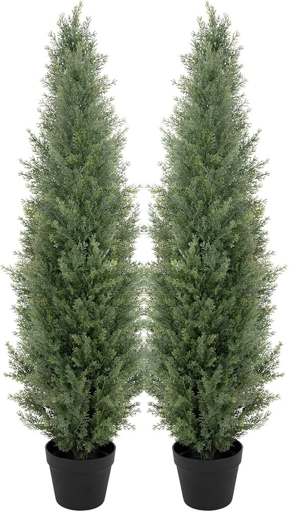 Bellacat 4ft UV Resistant Artificial Topiary Trees Outdoor, 48in Faux Cedar Tree with Full & Real... | Amazon (US)