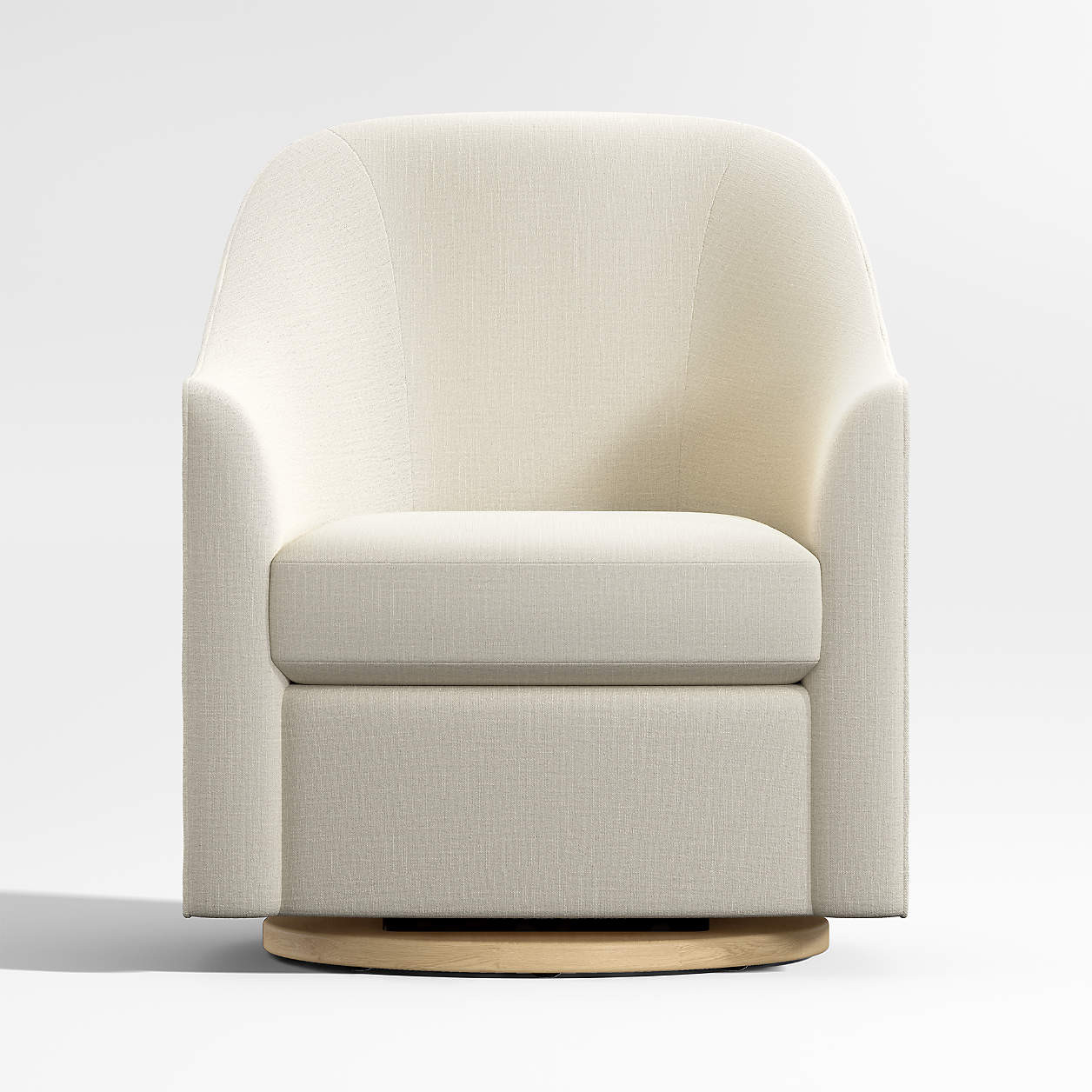 Lyric Natural Curved Nursery Swivel Nursery Glider Chair + Reviews | Crate & Kids | Crate & Barrel