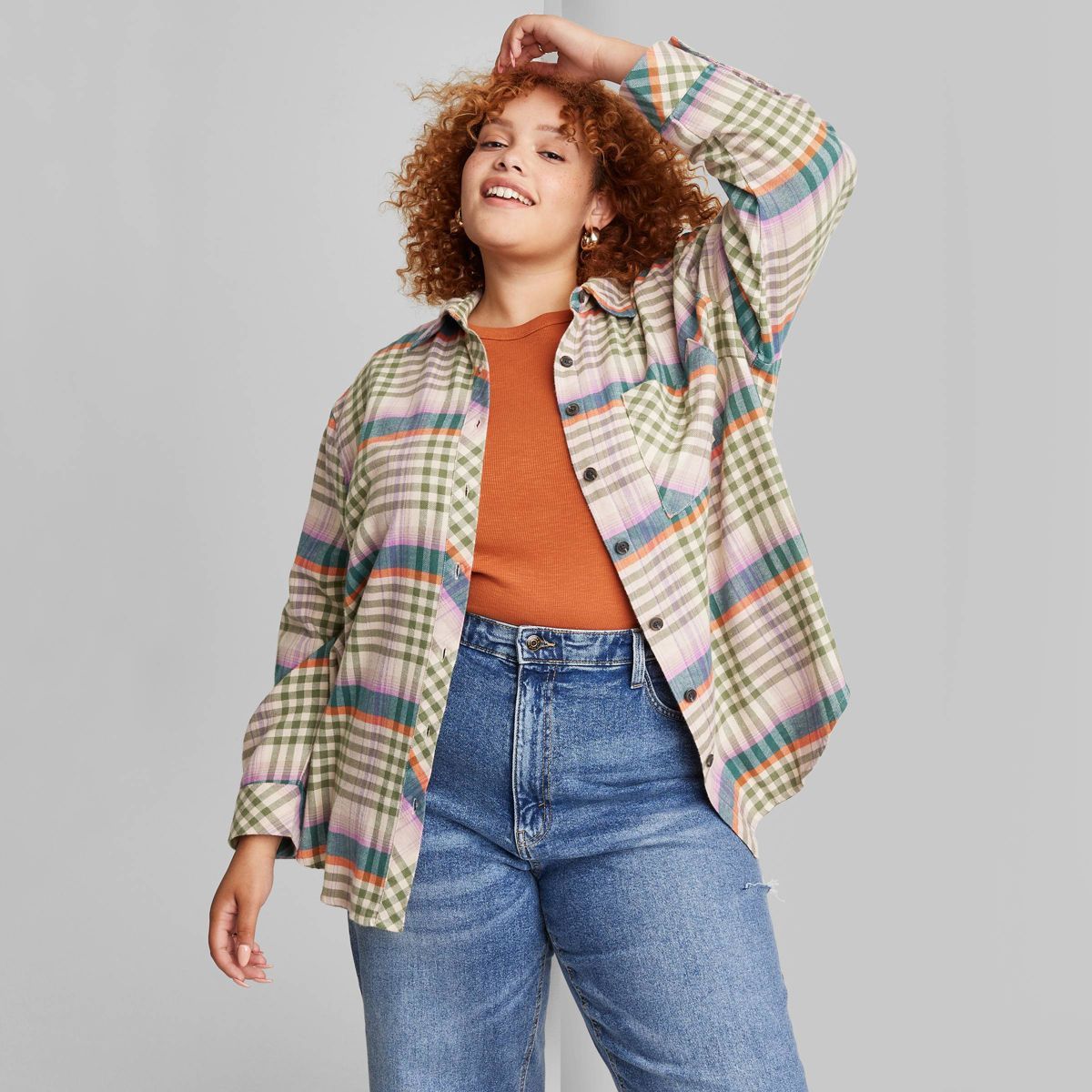 Women's Oversized Button-Down Flannel Shirt - Wild Fable™ Plaid | Target