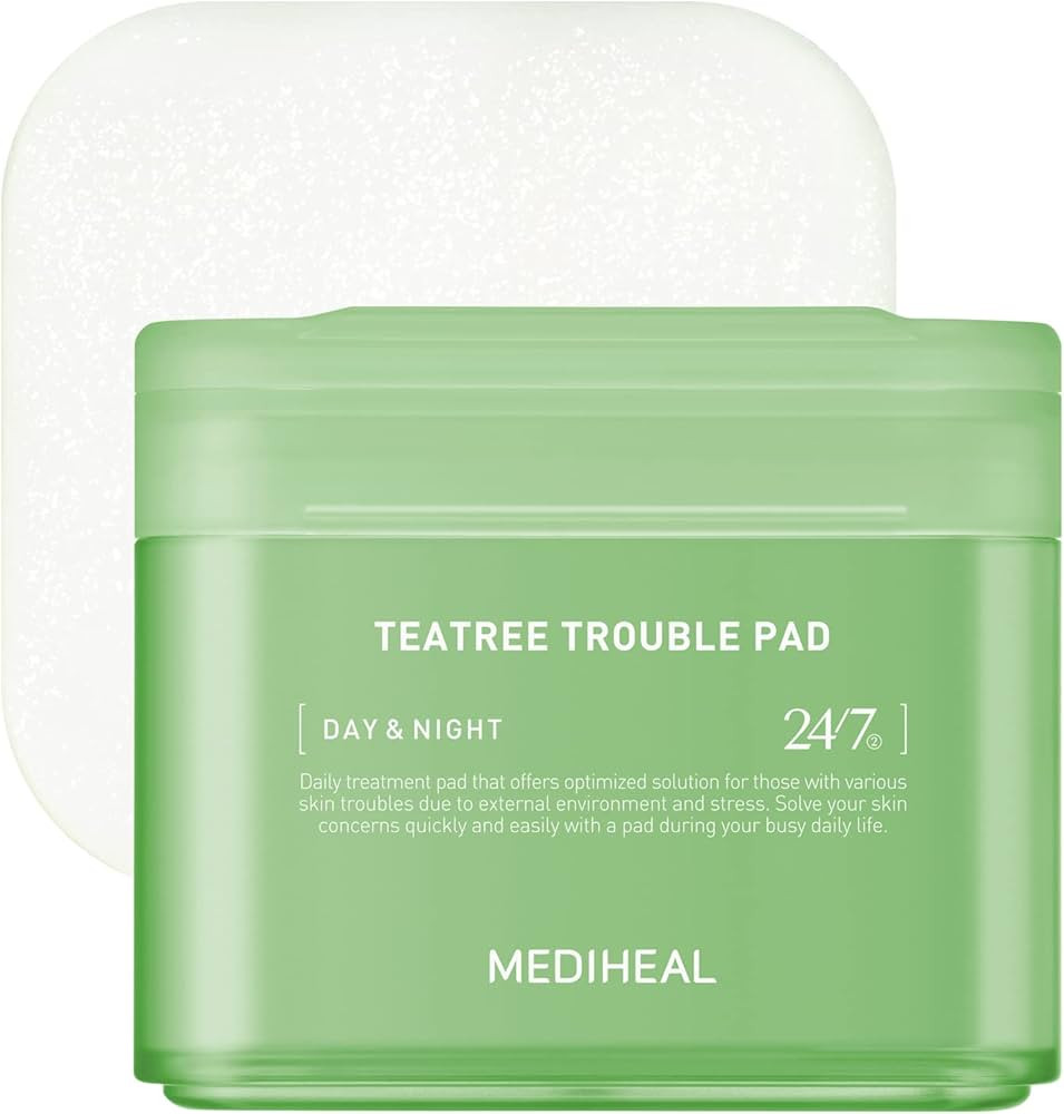 MEDIHEAL Teatree Trouble Pad - Square Cotton Facial Toner Pads with Tea Tree & Lactobacillus - Sooth | Amazon (US)