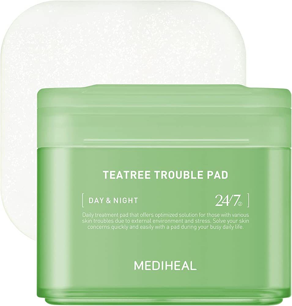 MEDIHEAL Teatree Trouble Pad - Square Cotton Facial Toner Pads with Tea Tree & Lactobacillus - Sooth | Amazon (US)