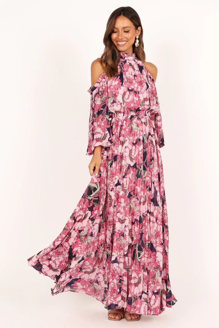 Hilary Pleated Maxi Dress - Pink Floral | Petal & Pup (US)