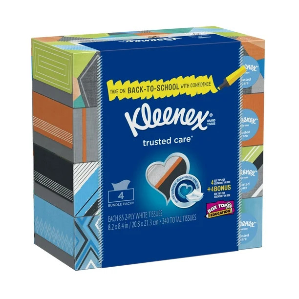 Kleenex Everyday, Facial Tissues 4 Flat Boxes (340 Total Tissues) - Walmart.com | Walmart (US)