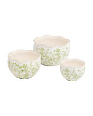 3pc Scalloped Soft Floral Indoor Planters Set | TJ Maxx