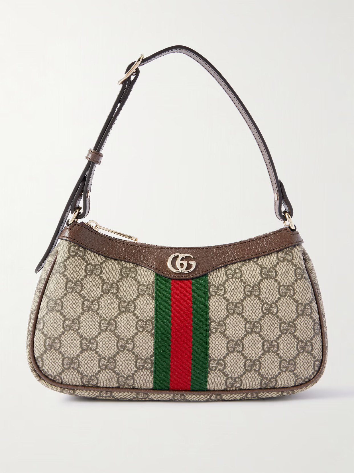 Gucci - Ophidia Small Leather-trimmed Printed Coated-canvas Shoulder Bag - Beige | NET-A-PORTER (UK & EU)