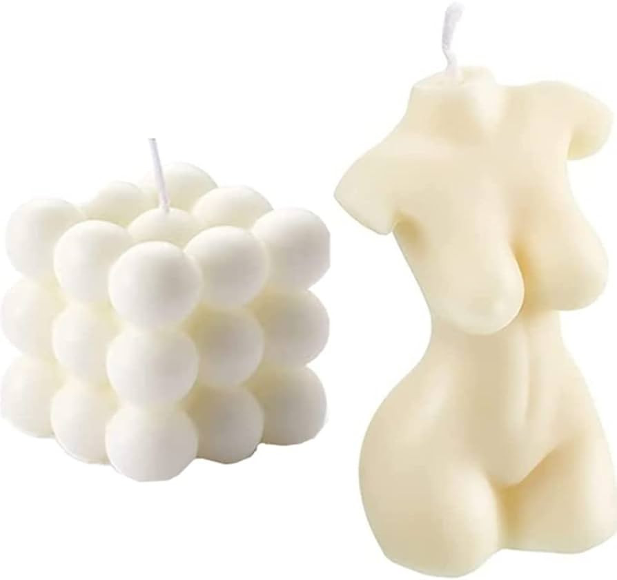 2 Pieces Bubble Candle - Cube Soy Wax, Female Body Shaped, Hand Poured Scented, Cute Home Decor a... | Amazon (US)