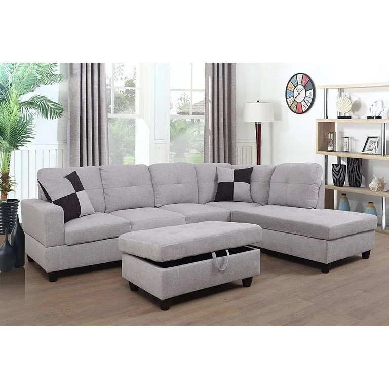 PonLiving Furniture 3-PCPiece Sectional Sofa Couch Set, L-Shaped Modern Sofa with Chaise Storage ... | Walmart (US)