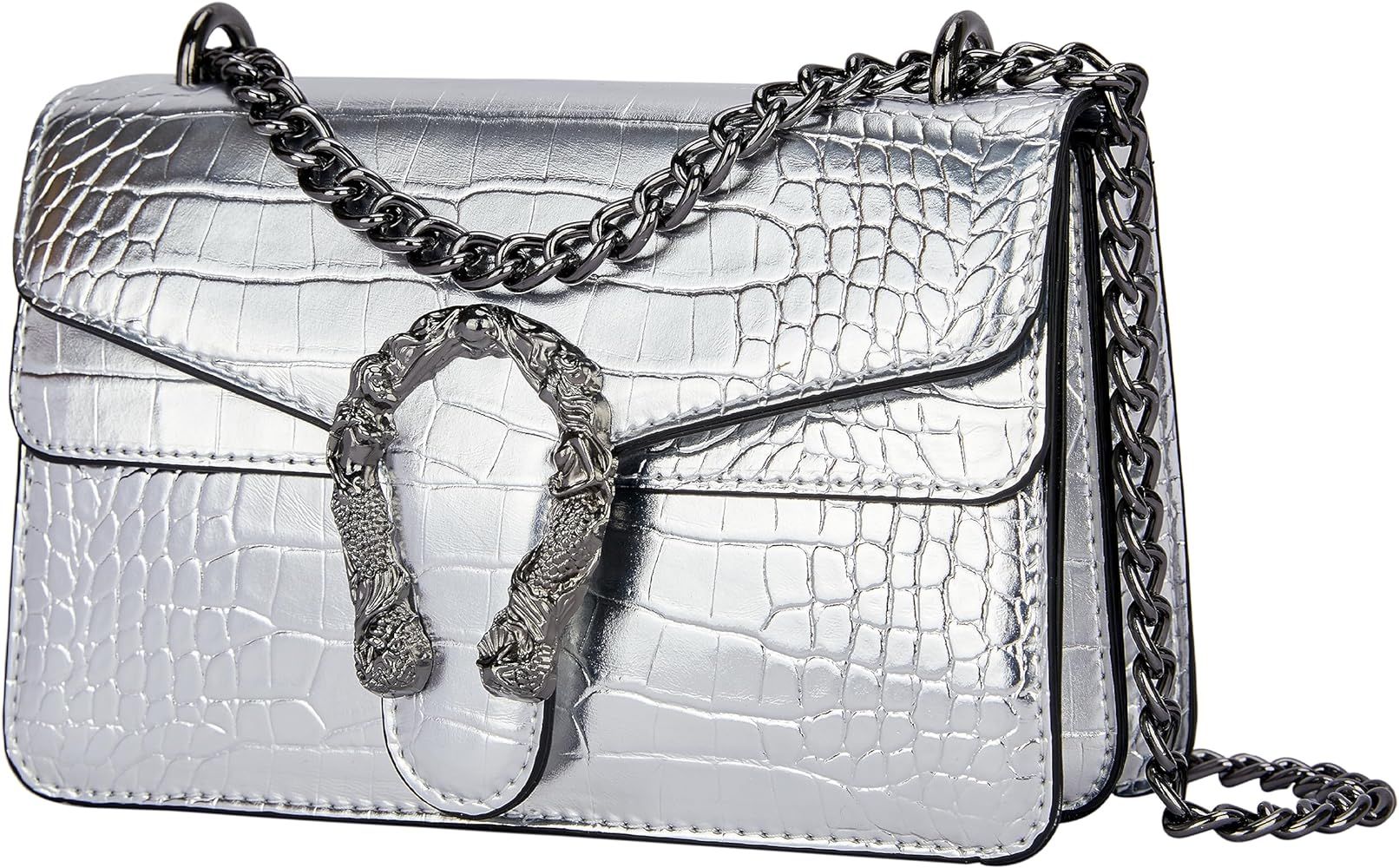 Erideno Crossbody Bags for Women Trendy Crocodile Grain Purses for Women Purse Chain Shoulder Bag... | Amazon (US)
