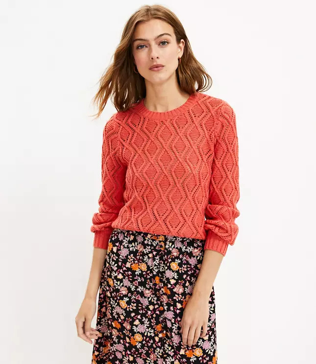 Geo Pointelle Sweater | LOFT