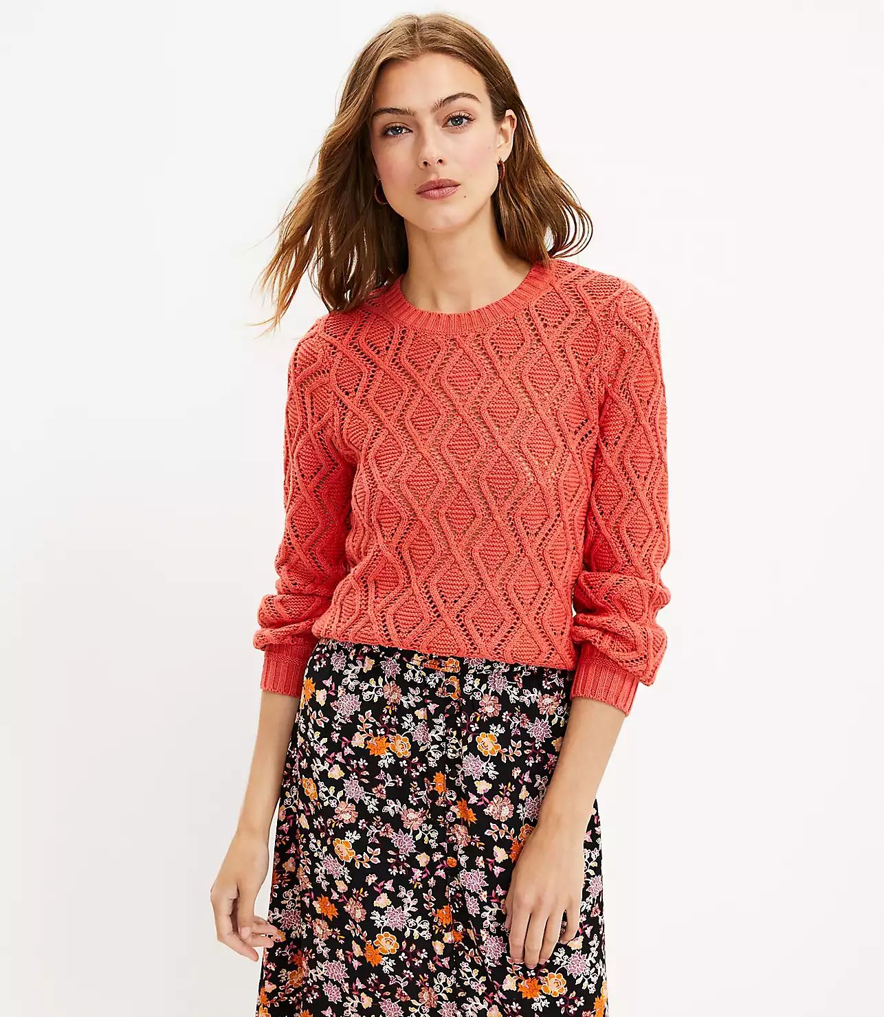 Geo Pointelle Sweater | LOFT