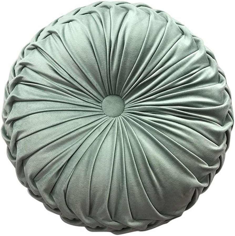 Round Throw Pillow Velvet Home Decoration Pleated Round Pillow Cushion for Couch Chair Bed Car Li... | Amazon (US)