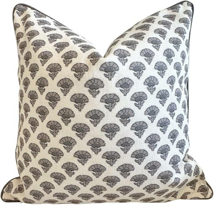 The Oliver Patterned Throw Pillow Cover–Blockprint Style Leaf Pillow Print Polycotton Designer ... | Amazon (US)