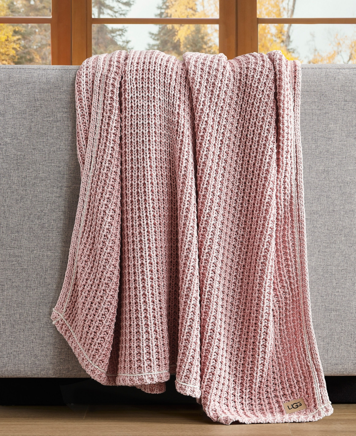 Ugg Luna Cotton Waffled Knit Throw Blanket, 50" x 70" - Quartz | Macy's