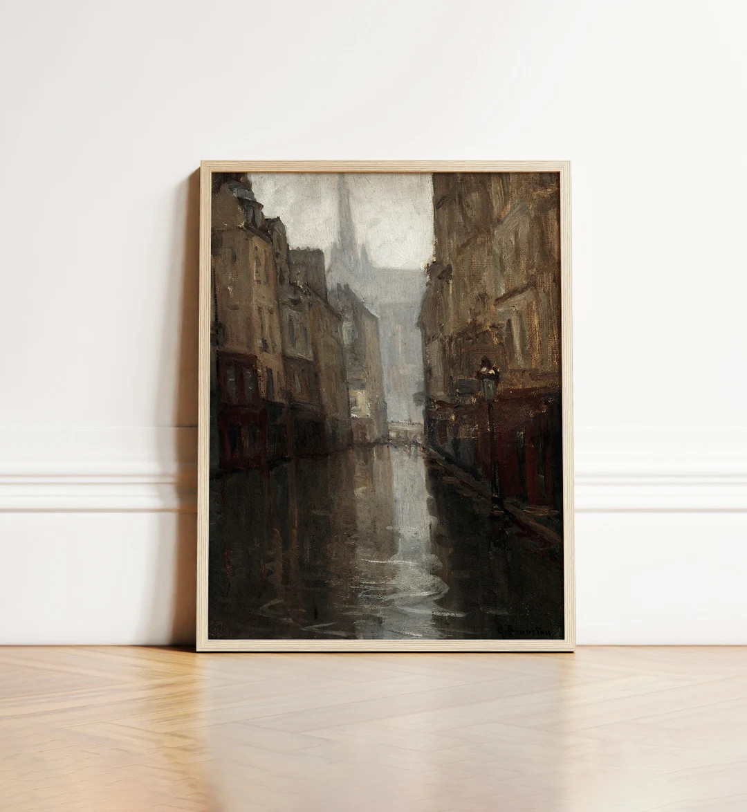 Antique Dark Moody City Landscape Painting Vintage City Wall - Etsy | Etsy (US)