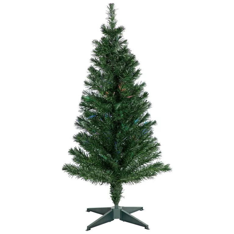 Northlight 4' Multi-Color Fiber Optic Pine Christmas Tree | Walmart (US)