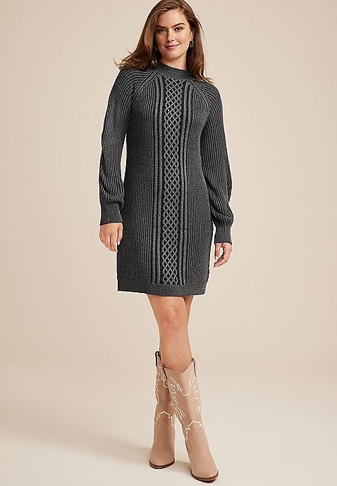 Two Tone Mini Sweater Dress | Maurices