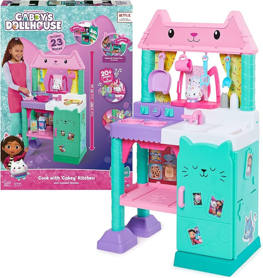 Gabby’s Dollhouse, Cakey Kitchen Set for Kids with Play Kitchen Accessories, Play Food, Sounds,... | Amazon (US)
