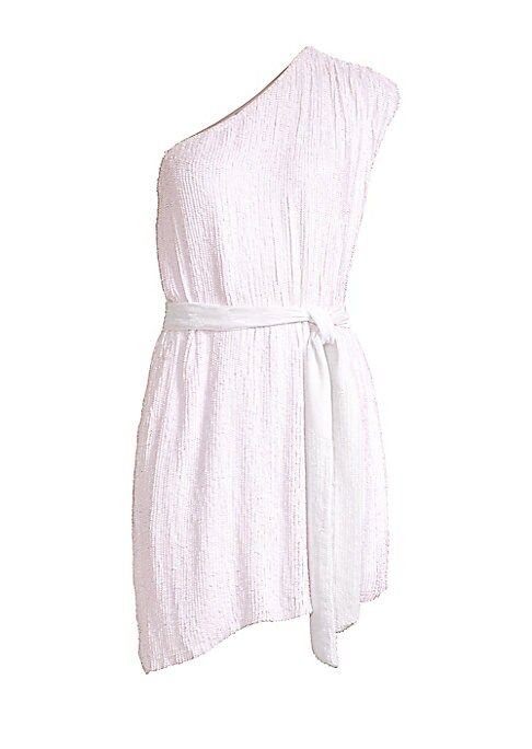 Retrofête Women's Ella One-Shouldered Sequin Dress - Pearl White - Size Medium | Saks Fifth Avenue