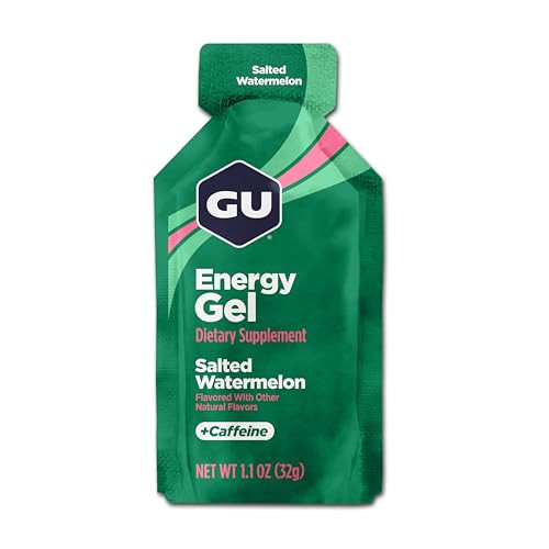 GU Energy Original Sports Nutrition Energy Gel, Vegan, Gluten-Free, Kosher, and Dairy-Free On-the-Go Energy for Any Workout, 24-Count, Salted Watermelon | Amazon (US)