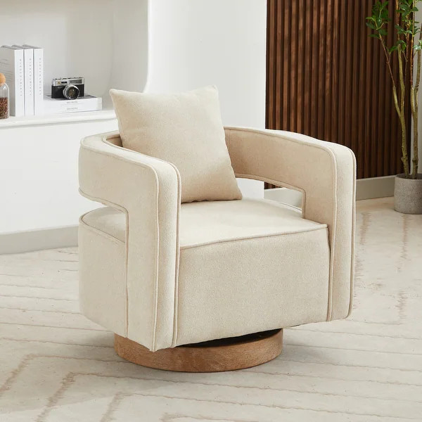 29"W Boucle Upholstered Swivel Armchair Single Sofa | Bed Bath & Beyond