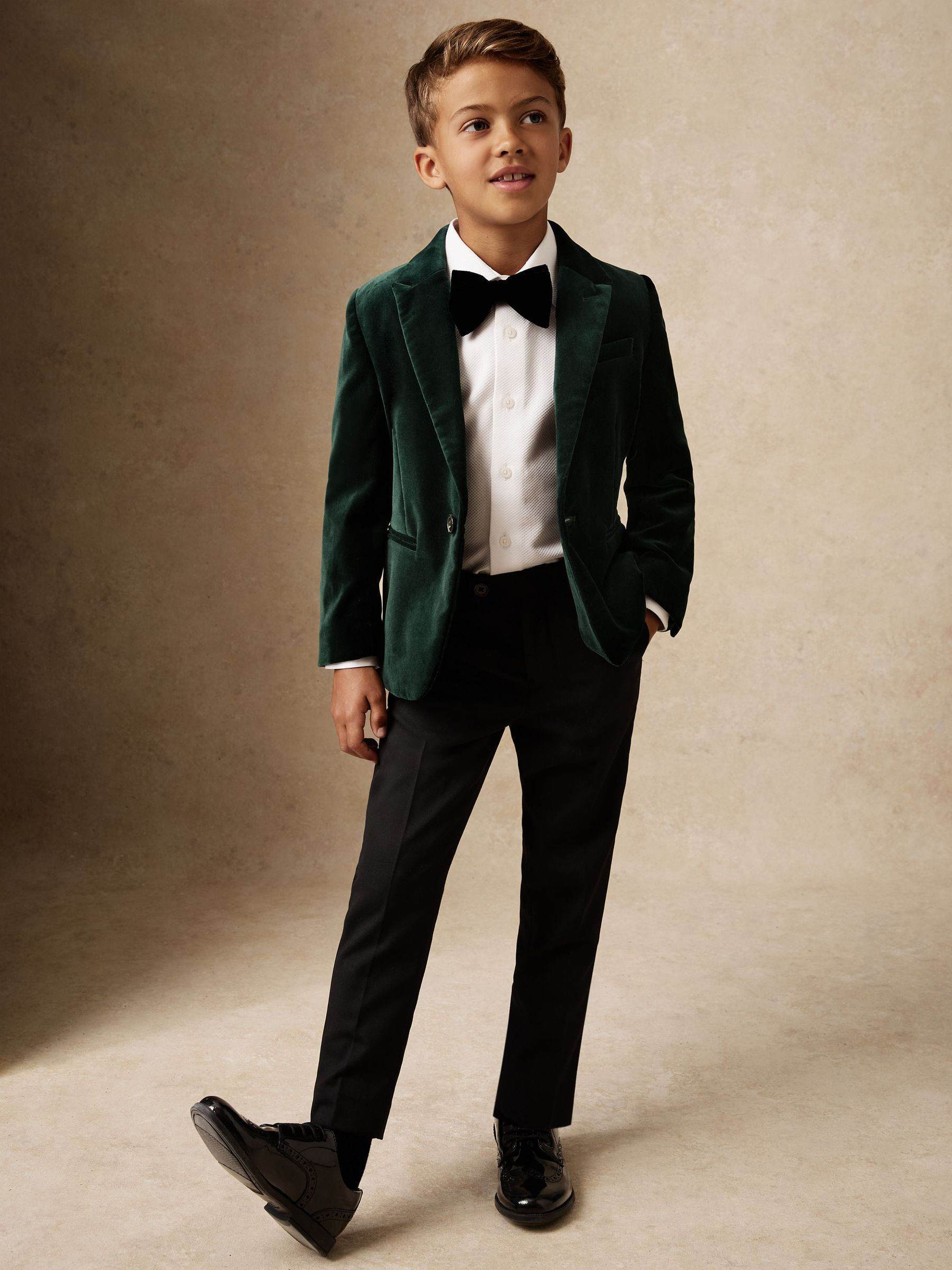 Single-Breasted Velvet Blazer in Green | Reiss US