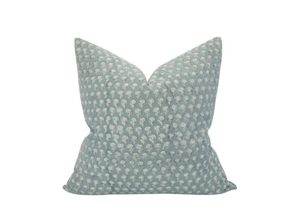 EMELIA  Seafoam Block Print Floral Pillow Cover Spring | Etsy | Etsy (US)