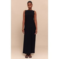 Black Textured Boat Neck Low Back Maxi Dress | PrettyLittleThing US