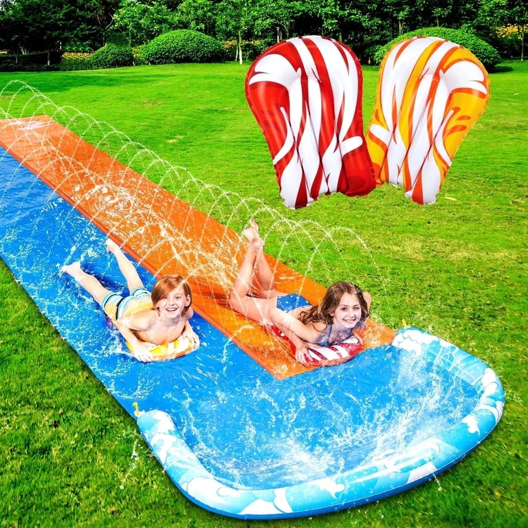 Joyfy 22.5ft Water Slides and 2 Bodyboards, Lawn Backyard Waterslides Water Toy with Build Sprink... | Walmart (US)