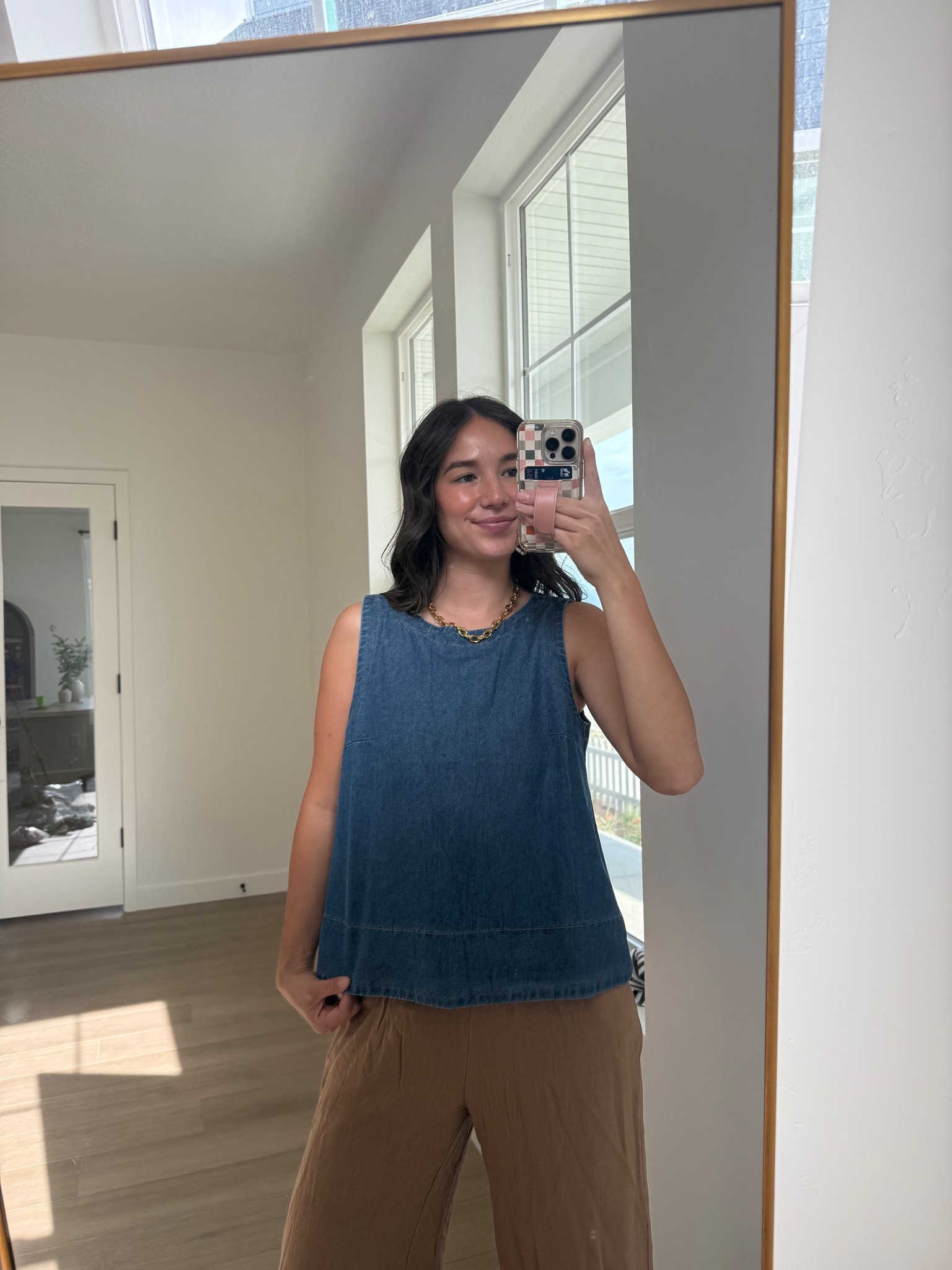 Cute denim shirt! 
I’m wearing pants from a linen set

#LTKFindsUnder100 #LTKFindsUnder50