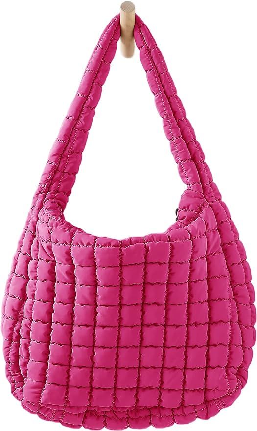 Womens Lightweight Quilted Padding Shoulder Bag Soft Puffer Tote Bag Big Capacity Puffy Tote Bag ... | Amazon (US)