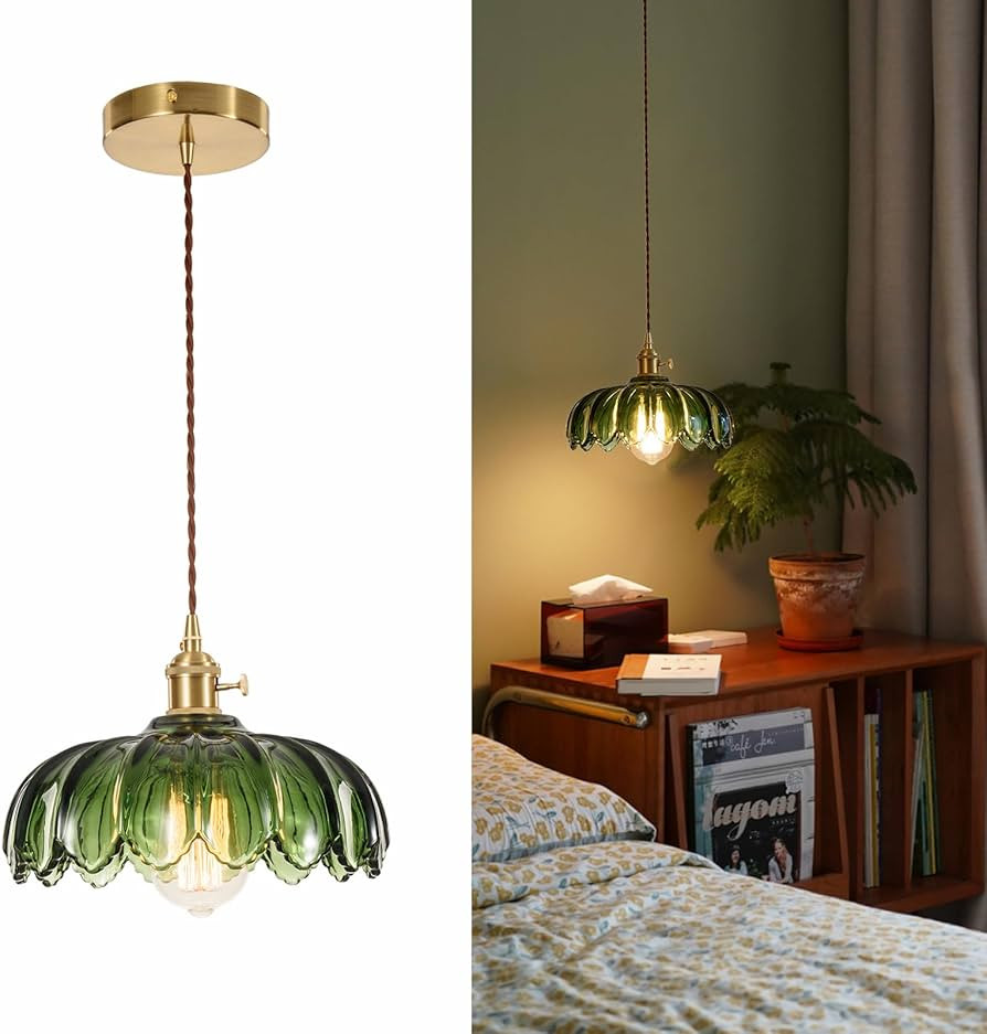 XZHGCEE Vintage Pendant Light Fixtures: Glass Pendant Lights Kitchen Island, Green Pendant Light,... | Amazon (US)