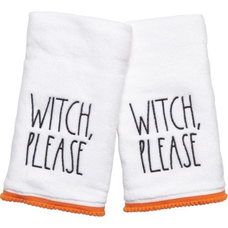 Rae Dunn Witch, Please Velour Hand Towels - 2-Pack, White | Sierra