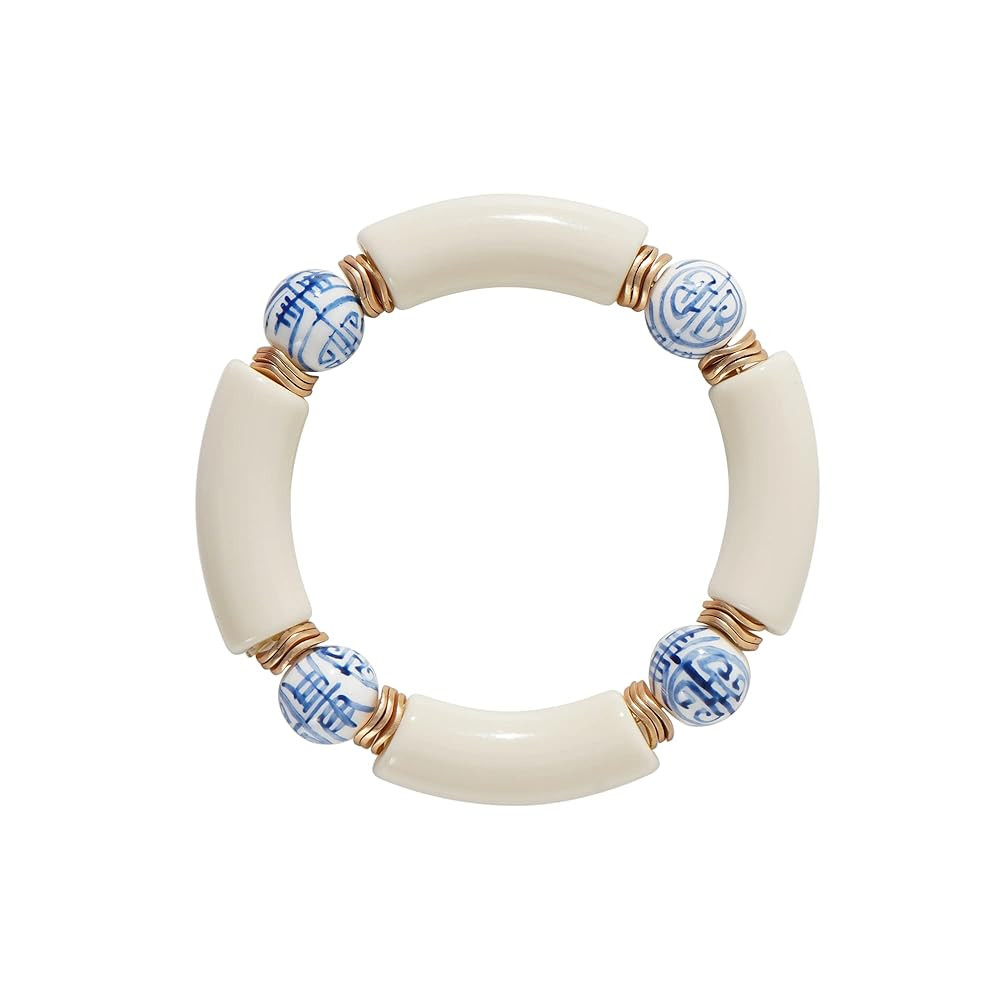 Bamboo Tube Bangle Bracelets for Women Stacking Chunky Colorful Acrylic Beads Stretch Bracelets F... | Amazon (US)