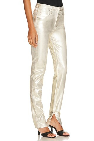 Rae High Rise Skinny Jeans in Gold Foil | Revolve Clothing (Global)