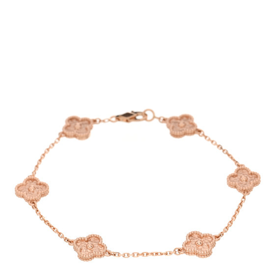 18K Rose Gold 6 Motifs Sweet Alhambra Bracelet | FASHIONPHILE (US)