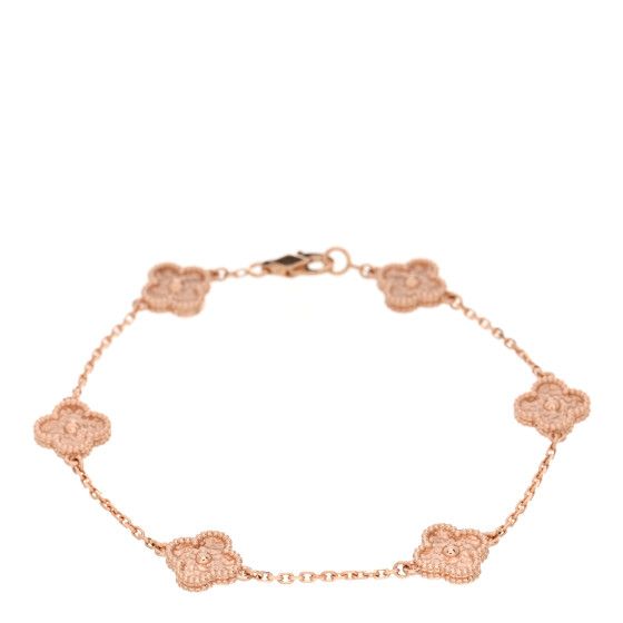 18K Rose Gold 6 Motifs Sweet Alhambra Bracelet | FASHIONPHILE (US)