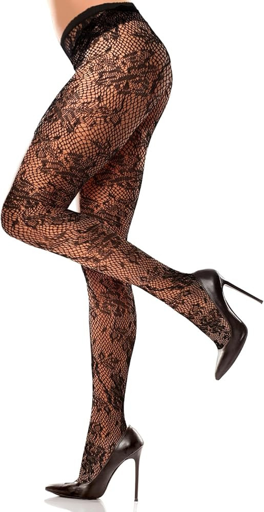 Grevosea Floral Tights for Women, Pattern Tights Black Fishnet Stockings High Waist Sheer Stockin... | Amazon (US)