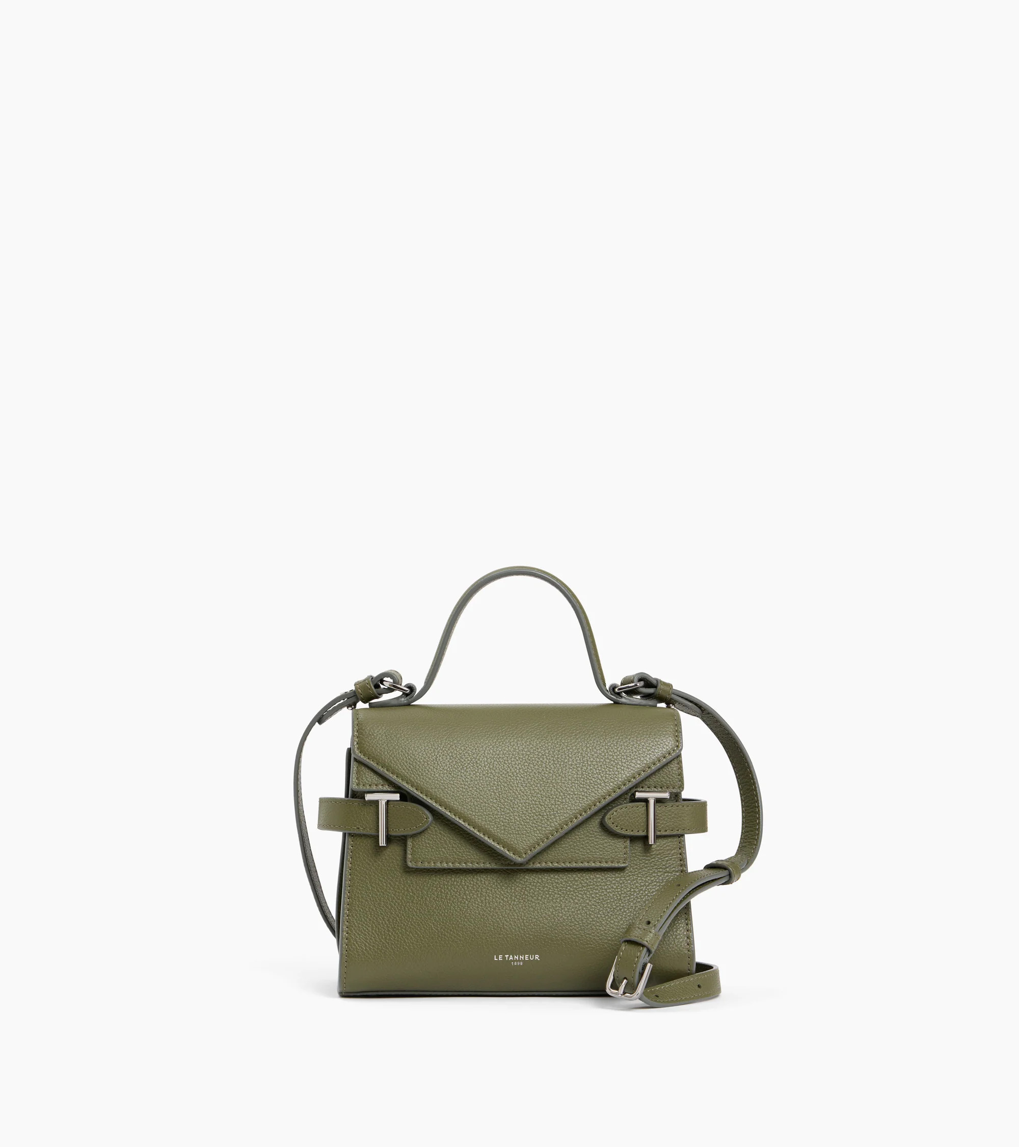 Emilie small handbag with double flap in grained leather | Le Tanneur