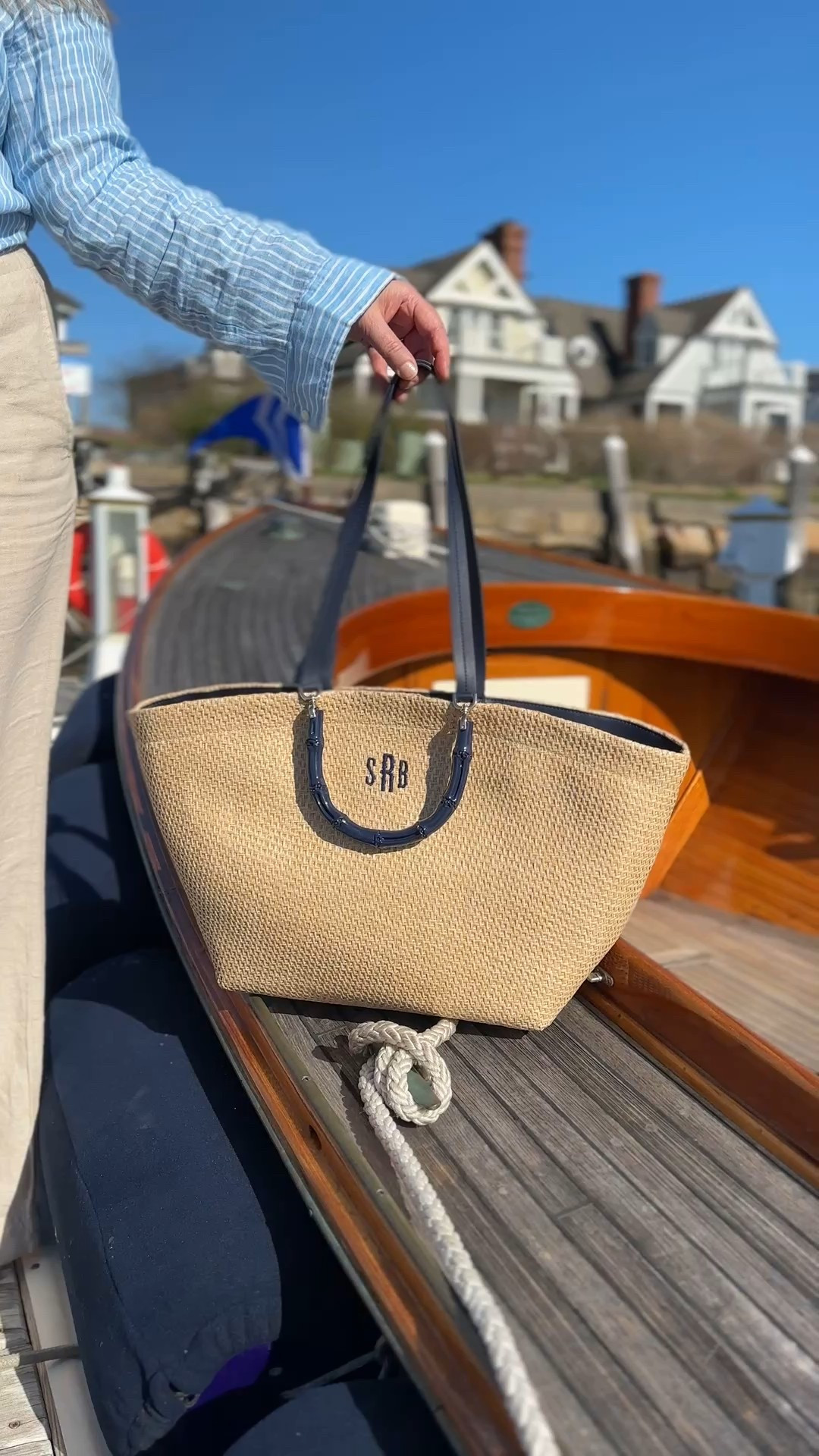 Hello, waterproof tote bag—such a fun spin with the navy bamboo handles 💙

#LTKItBag #LTKWatchNow #LTKOver40