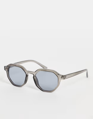 ASOS DESIGN hexagon sunglasses in grey | ASOS (Global)