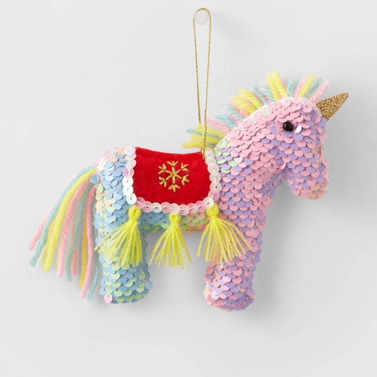 Sequined Unicorn Christmas Tree Ornament Rainbow - Wondershop™ | Target