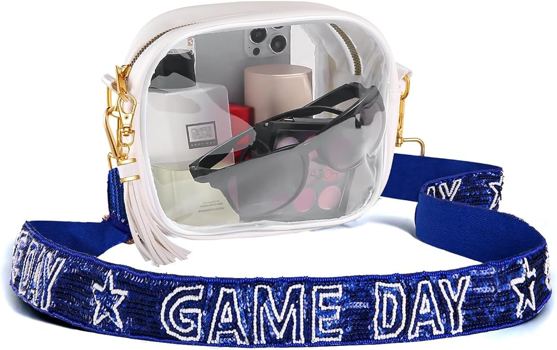 Clear Bag for Stadium Events Game Day Clear Purse with Beaded Purse Strap,Stadium Approved Clear ... | Amazon (US)