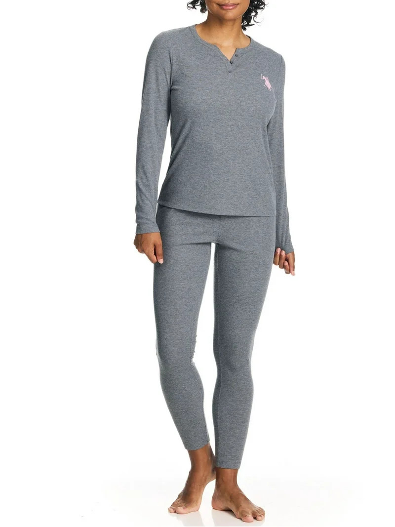 U.S. Polo Assn. Women's Ribbed Henley Long Underwear Thermal Set, 2-Piece Set, Sizes S-3X | Walmart (US)