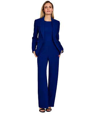 Tahari ASL Women's One-Button Crepe Blazer, Sweater T-Shirt, & Wide-Leg Crepe Pants - Macy's | Macy's
