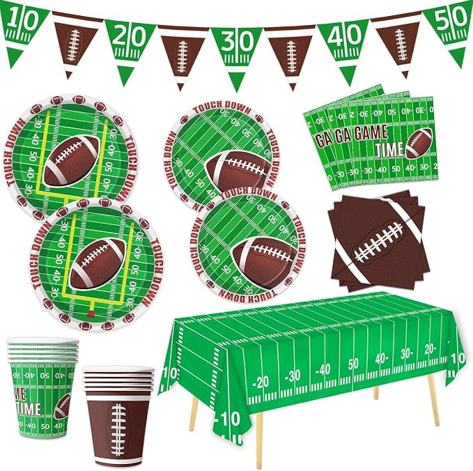 Football Party Supplies Tableware Set Football Theme Party Decorations Including Plates Napkins C... | Amazon (US)