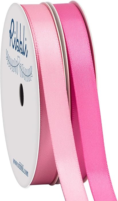 Ribbli 2 Rolls Satin Pink & Hot Pink Craft Ribbon,Total 20 Yards,(Pink 3/8-Inch x 10-Yard, Hot Pi... | Amazon (US)