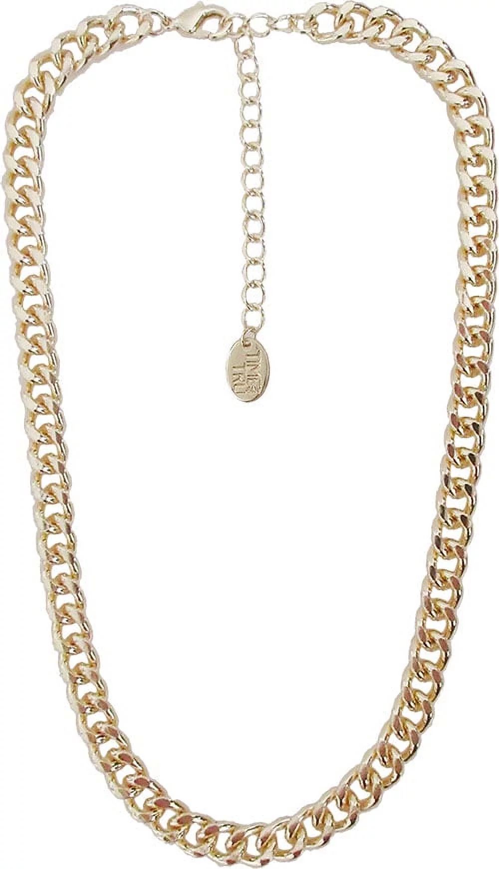 Time and Tru Women's Flat Chunky Curb Chain Iron Necklace 17" - Walmart.com | Walmart (US)
