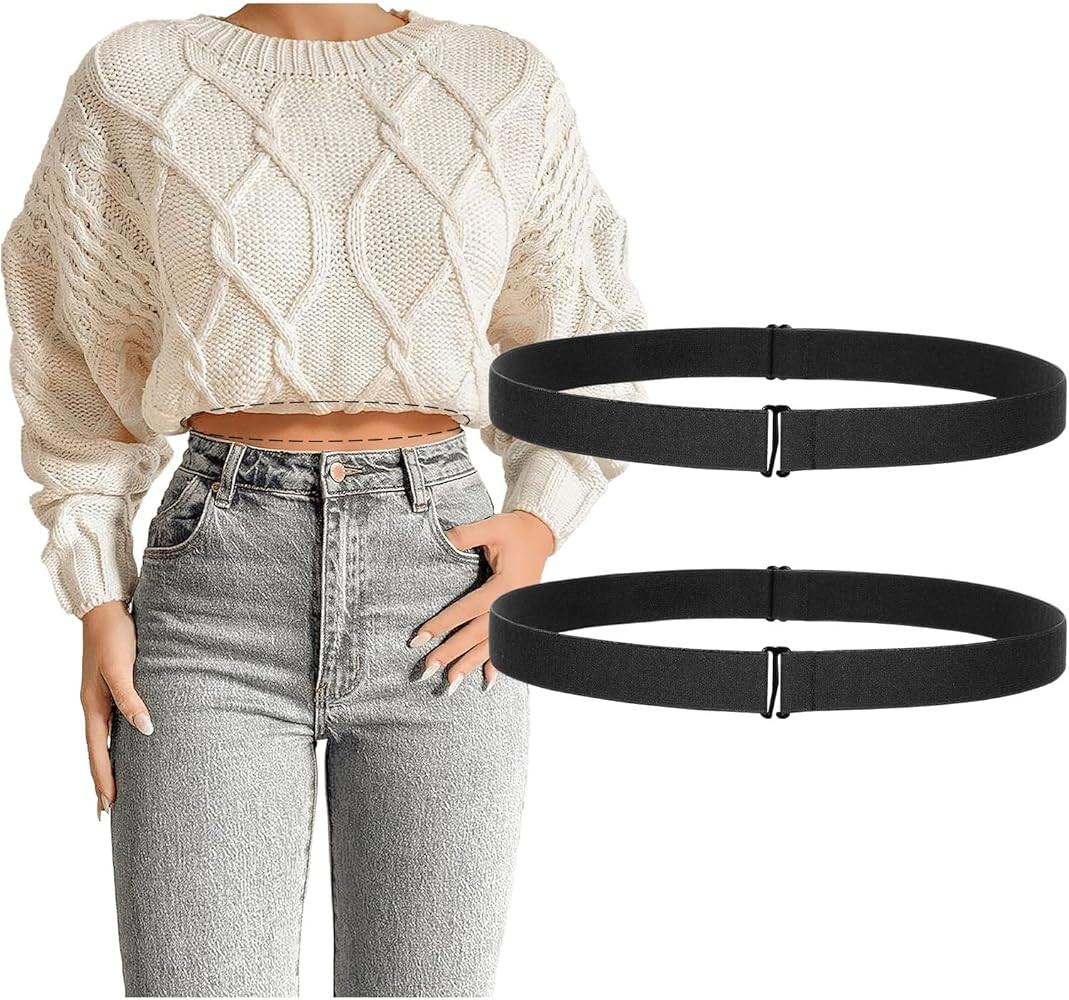JASGOOD Crop Top Tuck Waist Band Adjustable Band Tucking Sweaters Shirts Elastic Stretch Belts fo... | Amazon (US)