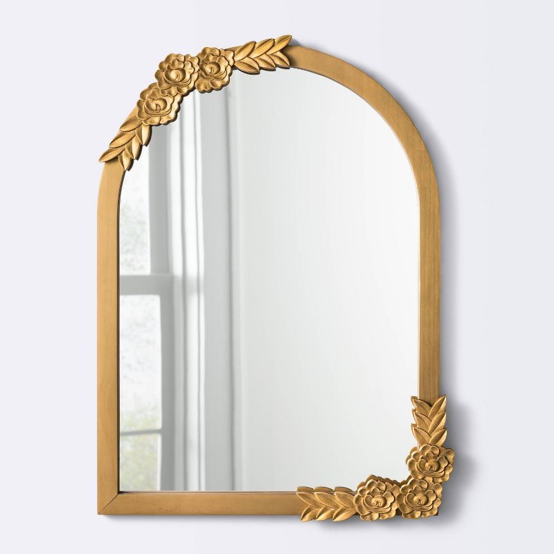 Floral Arch Decorative Wall Mirror with 6 Flowers - Gold - Cloud Island™ | Target